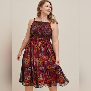 Torrid smocked tier midi dress